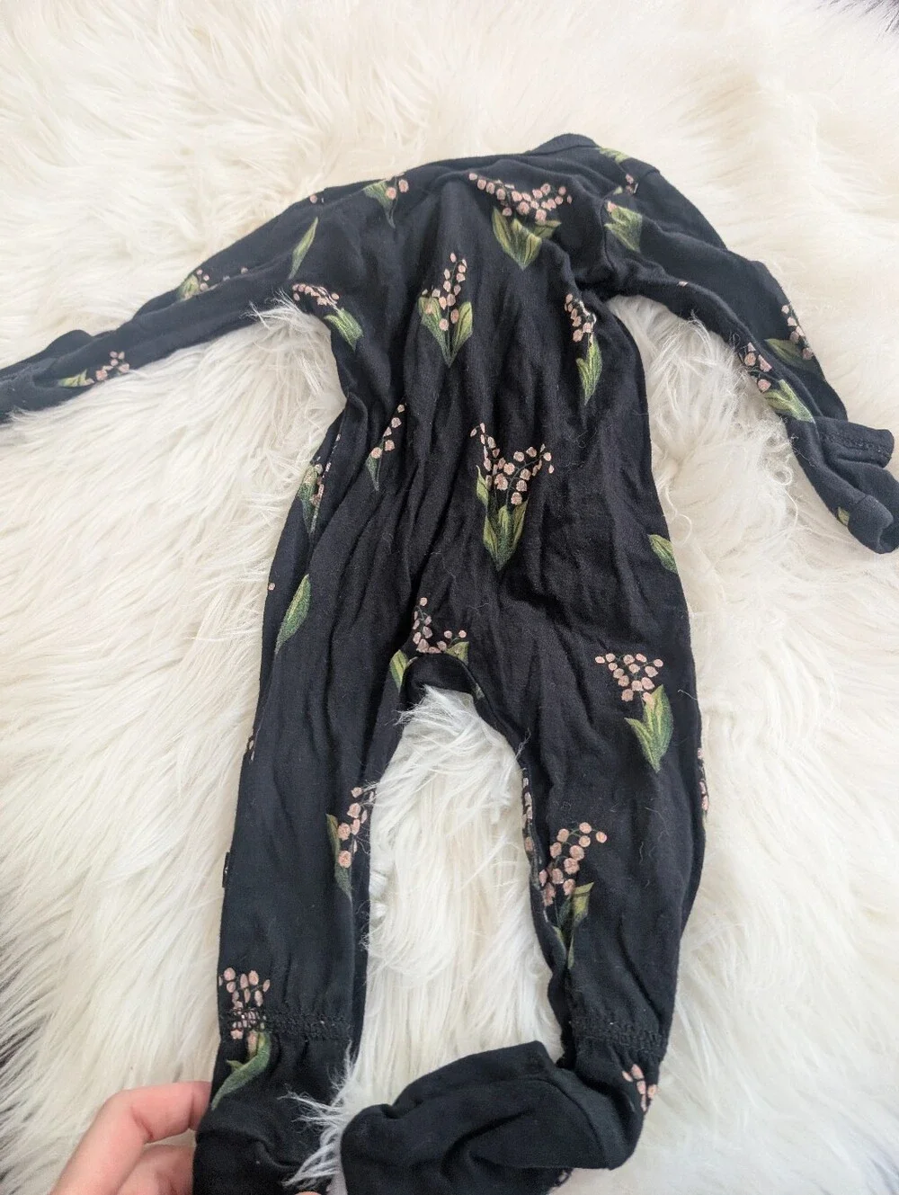 Kyte Baby Bamboo Black Floral Footed Zippered Pajamas 0-3 Months Midnight Lilly